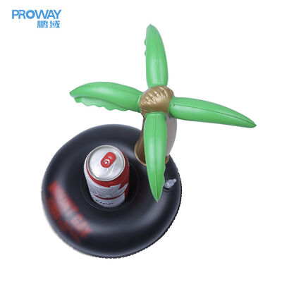 Customizable Inflatable Palm Tree Cup Holder - Pool Floating Drink Holder for Summer, Personalized Logo/Print for Beach Party