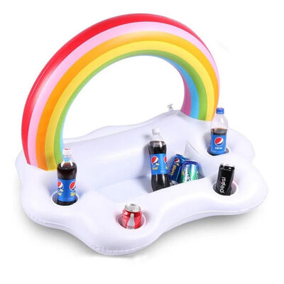 Customizable Rainbow Cloud Inflatable Drink Holder for Summer Pool Parties - 0.2mm PVC Floating Cup Holder
