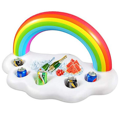 Customizable Rainbow Cloud Inflatable Drink Holder for Summer Pool Parties - 0.2mm PVC Floating Cup Holder