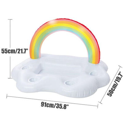 Customizable Rainbow Cloud Inflatable Drink Holder for Summer Pool Parties - 0.2mm PVC Floating Cup Holder