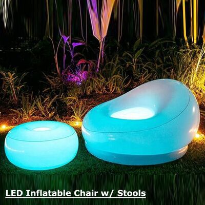 Custom Inflatable LED Lighted Sofa Set: Glow-in-Dark Outdoor Indoor Lounge Chair & Ottoman – Waterproof Party Patio Furniture