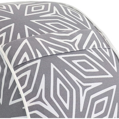 Geometric Pattern Fabric Ottoman Pouf - Grey & White Modern Footstool: Multi-Use Decorative Floor Cushion for Living Room, Bedroom & Nursery