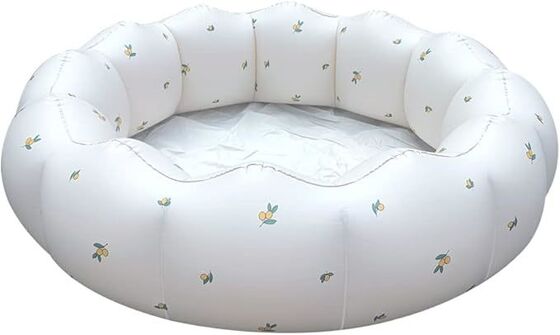 White Lemon Print Inflatable Kiddie Pool – Summer Paddling Pool for Kids | Soft-Sided, Leak-Proof Garden/Backyard Water Play Pool for Toddlers