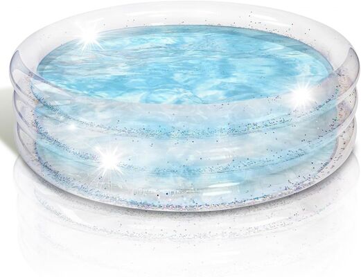 Transparent Glitter Inflatable Kiddie Pool - Sparkly Backyard Water Play Pool for Toddlers/Kids Summer Fun
