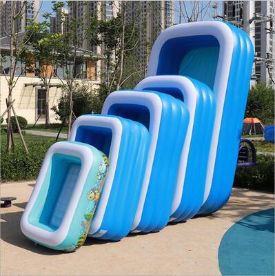 Multi-Size Inflatable Rectangular Kiddie Pools - Stackable Blue Water Play Pools for Kids Summer Fun