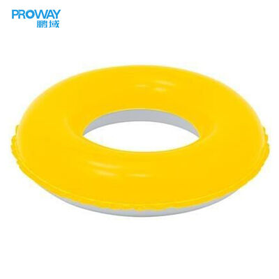 Customizable Rose Gold Flamingo Inflatable Swim Ring with Pink-Yellow Striped Design for Summer Pool Fun
