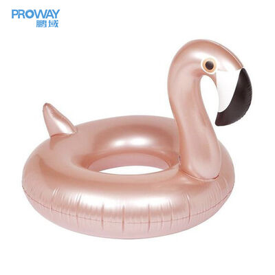 Rose Gold Flamingo Inflatable Swim Ring & Pink-Yellow Striped Custom Pool Float – Summer Beach Pool Party Toys for Kids