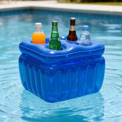 Red Inflatable Pool Cooler: Floating 4-Can Drink Holder for Pool Parties & Beach Days | Portable Ice Bucket for Summer BBQs | Ready In Stock
