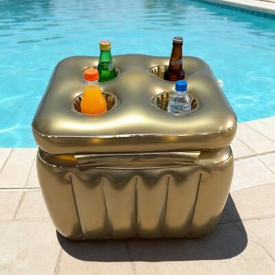 Red Inflatable Pool Cooler: Floating 4-Can Drink Holder for Pool Parties & Beach Days | Portable Ice Bucket for Summer BBQs | Ready In Stock