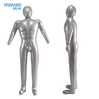 Full Body Inflatable Male Mannequin: Realistic Muscular, Lightweight Portable Clothing Display—Silver, Quick-Inflate for Retail/Fashion Shows | Space-Saving & Cost-Effective