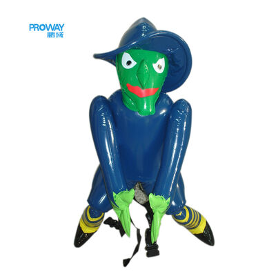 Inflatable Witch Halloween Decoration: Full Body Spooky Decor Model—Blue & Green, Portable Holiday Display for Halloween Parties