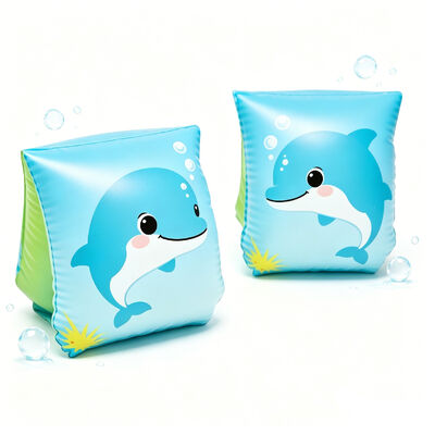 Cute puppy design inflatable swimming arm floaties for toddlers. Thickened leak-proof eco PVC material, soft & safe.