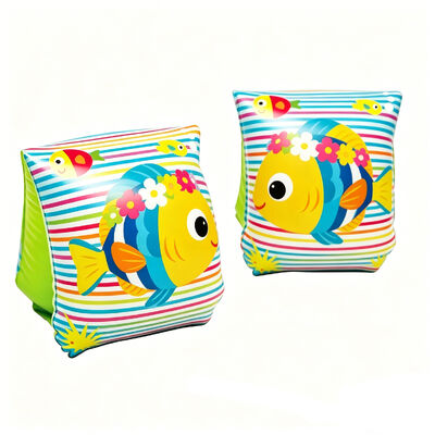 Cute puppy design inflatable swimming arm floaties for toddlers. Thickened leak-proof eco PVC material, soft & safe.