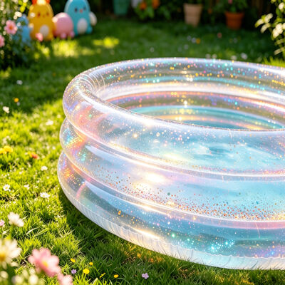 Custom Clear Glitter Inflatable Kiddie Pool with 3-Ring Safety Structure and Non-toxic BPA-free PVC for Kids Summer Fun