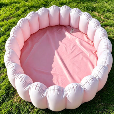 Pastel Pink Bubble Inflatable Swimming Pool - Leak-Proof & Durable Portable PVC Family Pool for Easy Inflate & Store