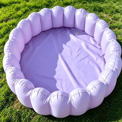 Pastel Pink Bubble Inflatable Swimming Pool - Leak-Proof & Durable Portable PVC Family Pool for Easy Inflate & Store