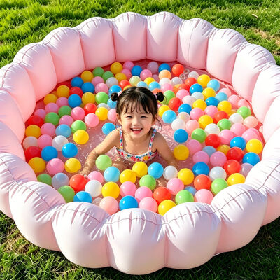 Pastel Pink Bubble Inflatable Swimming Pool - Leak-Proof & Durable Portable PVC Family Pool for Easy Inflate & Store