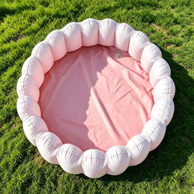 Pastel Pink Bubble Inflatable Swimming Pool - Leak-Proof & Durable Portable PVC Family Pool for Easy Inflate & Store