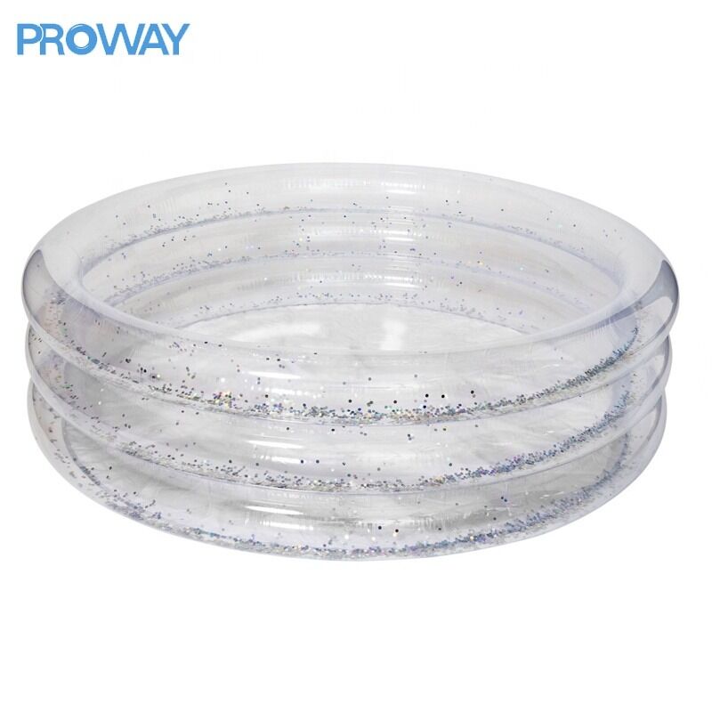 Transparent Glitter Inflatable Kiddie Pool - Sparkly Backyard Water Play Pool for Toddlers/Kids Summer Fun