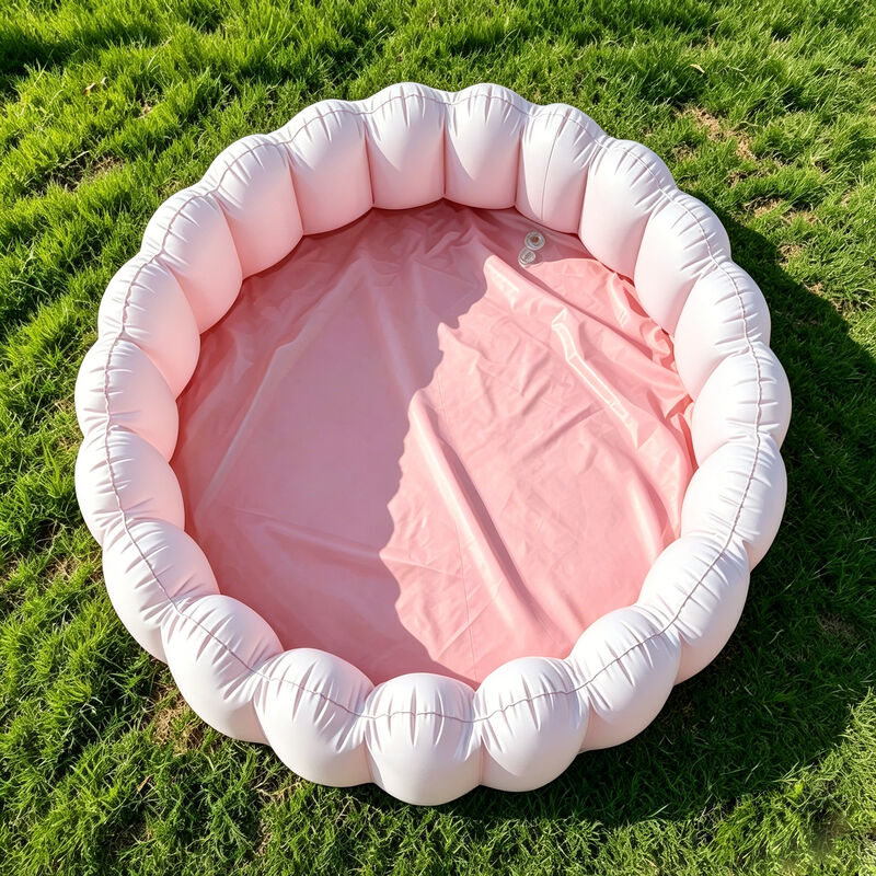 Pastel Pink Bubble Inflatable Swimming Pool - Leak-Proof & Durable Portable PVC Family Pool for Easy Inflate & Store