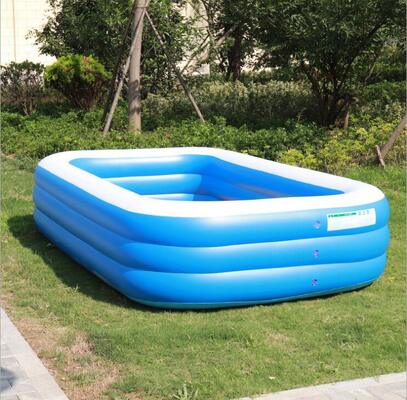 Multi-Size Inflatable Rectangular Kiddie Pools - Stackable Blue Water Play Pools for Kids Summer Fun