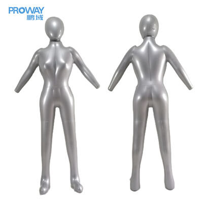 Full Body Inflatable Female Mannequin: Lightweight & Portable Clothing Display Model with Realistic Body Shape—Sleek Silver, Durable Quick-Inflate Dress Form for Retail Stores, Fashion Shows, Home Use